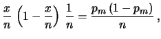 $\displaystyle p_m=\frac{x}{n}\,,$