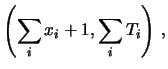 $\displaystyle \prod _i (r\,T_i)^{x_i}\cdot e^{-r\,T_i} \propto
r^{\sum_i x_i} \cdot e^{-r\,\sum_i T_i}$