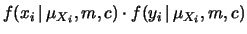 $\displaystyle f(x_i,y_i\,\vert\,\mu_{X_i},m,c)$