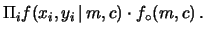 $\displaystyle f(m,c\,\vert\,\underline{x},\underline{y})$