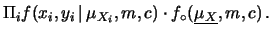 $\displaystyle f(\underline{\mu_{X}}, m, c\,\vert\,\underline{x},\underline{y})$