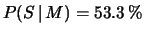 $ P(F\,\vert\,S) = 38.5\,\%$