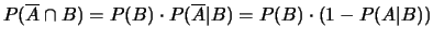 $ P(\overline A \cup \overline B) =
P(\overline{A}) + P(\overline{B}) - P(\overline A \cap \overline B) = 5/6$