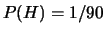 $ P(E\,\vert\,\overline{H})=1/89$