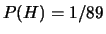 $ P(E\,\vert\,\overline{H})=1/88$