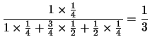 $\displaystyle \frac{ P(\mbox{roller}\,\vert\,RR)
\cdot P_\circ(RR) }
{ P(\mbox{roller}\,\vert\,RR)\cdot P_\circ(RR) + \ldots }$