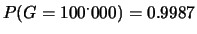 $ P(G=-102^\cdot 300^\cdot 000) = 1.3\times 10^{-3}$