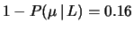 $\displaystyle 1-P(\mu\,\vert\,L) = 0.16$