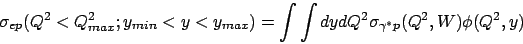 \begin{displaymath}
\phi (Q^2,y) = \frac{\alpha _{em}}{2\pi } \frac{1}{yQ^{2}}
\left[ 1+(1-y)^{2}-2\frac{m^{2}_{e}y^{2}}{Q^{2}}\right]
\end{displaymath}