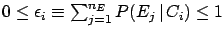 $ \sum_{i=1}^{n_C} P(C_i\,\vert\,E_j) = 1$