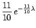 $\displaystyle \frac{e^{-\lambda}\frac{1}{10}\,e^{-\lambda/10}}
{\int_0^\infty (\ldots)\mbox{d}\lambda}$