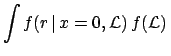 $\displaystyle f(r\,\vert\,x=0, f({\cal L})\,) - f(r\,\vert\,x=0, {\cal L}=1.0)$