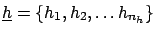 $ \underline{h} =\{h_1, h_2, \ldots h_{n_h}\}$