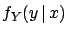 $\displaystyle \frac{f(x,y)}{f_Y(y)} = \frac{f(x,y)}{\int f(x,y)\,\rm {d}x},$