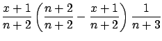 $\displaystyle \frac{(x+1)(n-x+1)}{(n+3)(n+2)^2}$