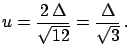 $\displaystyle u=\frac{\Delta}{3.18}\,.$