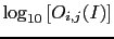 $\displaystyle \log_{10}\left[O_{i,j}(I) \right]$