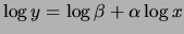 $ \log y = \log \beta + \alpha\log x$