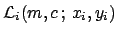 $\displaystyle {\cal L}_i(m,c\,;\,x_i,y_i)$