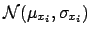 $\displaystyle {\cal N}(\mu_{x_i}, \sigma_{x_i})$