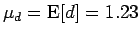 $\mu_d=\mbox{E}[d]=1.23$