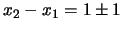 $ x_2-x_1 = 1\pm 1\,$