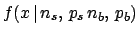 $f(x\,\vert\,n_s,\,p_s\,n_b,\,p_b)$