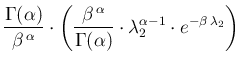 $\displaystyle \frac{\Gamma(\alpha)}{\beta^{\,\alpha}}\cdot
\left(\frac{\beta^{\...
...}}{\Gamma(\alpha)}\cdot
\lambda_2^{\alpha-1}\cdot e^{-\beta\,\lambda_2} \right)$