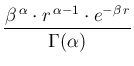 $\displaystyle \frac{\beta^{\,\alpha}\cdot r^{\,\alpha-1}\cdot e^{-\beta\,r}}{\Gamma(\alpha)}$