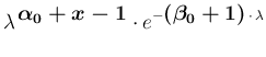 $\displaystyle \lambda^{\,\mbox{\boldmath$\footnotesize\alpha_0+x-1$}}\cdot
e^{-\mbox{\boldmath$(\small\beta_0+1)$}\,\cdot\, \lambda}$