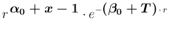 $\displaystyle r^{\,\mbox{\boldmath$\alpha_0+x-1$}}\cdot e^{-\mbox{\boldmath$(\beta_0+T)$}\,\cdot\, r}$