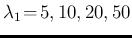 $\lambda_1\!=\!5,10,20,50$