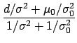 $\displaystyle \frac{d/\sigma^2 + \mu_0/\sigma_0^2}
{1/\sigma^2+1/\sigma_0^2}$