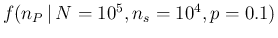 $f(n_P\,\vert\,N=10^5,n_s=10^4, p=0.1)$