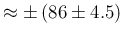 $\approx \pm\, (86\pm 4.5)$