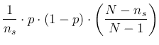 $\displaystyle \frac{1}{n_s}\cdot p\cdot\left(1-p\right)
\cdot \left(\frac{N-n_s}{N-1}\right)$