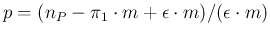 $p=(n_P-\pi_1\cdot m+\epsilon\cdot m)/(\epsilon\cdot m)$