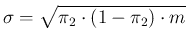 $\sigma=\sqrt{\pi_2\cdot (1-\pi_2)\cdot m}$