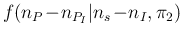 $\displaystyle f(n_P\!-\!n_{P_I}\vert n_s\!-\!n_{I},\pi_2)\!$