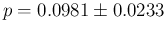 $p=0.0981\pm 0.0233$