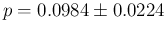 $p=0.0984\pm 0.0224$